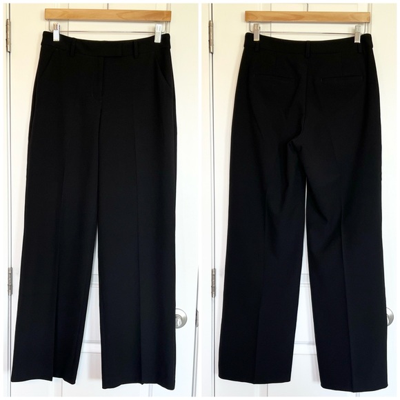 Express Editor Midrise Relaxed Trousers Wide Leg Dress Pants Palazzo Pants Black - Picture 3 of 10